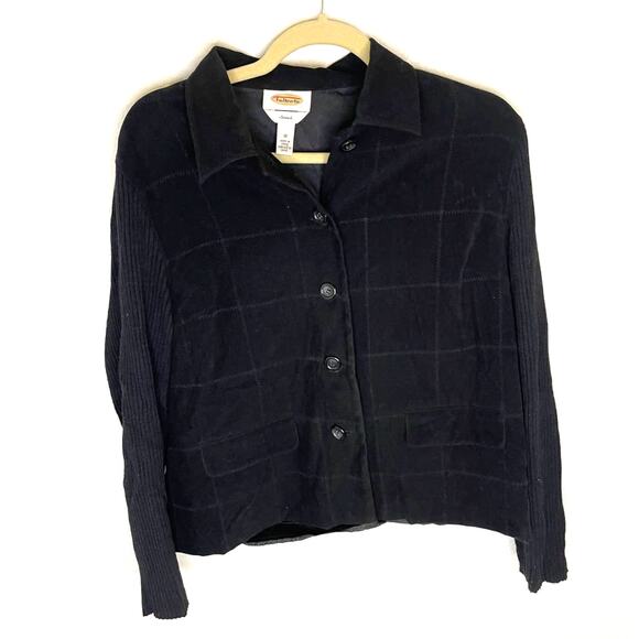 Vintage Talbots Stretch Black Jacket size 10 Faux Leather Suede - Picture 1 of 6